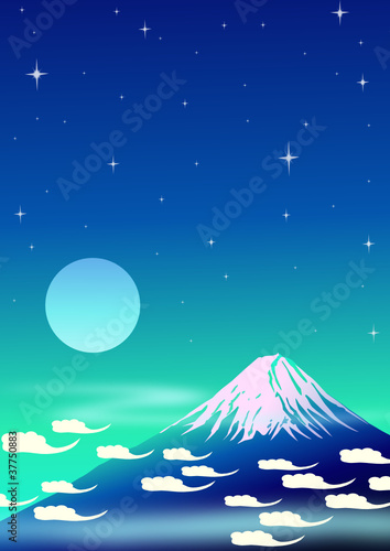 Fuji Mt. on stars background  vector image