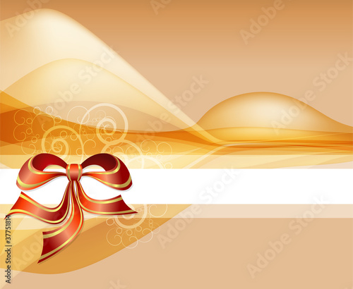 Red bow on abstract background