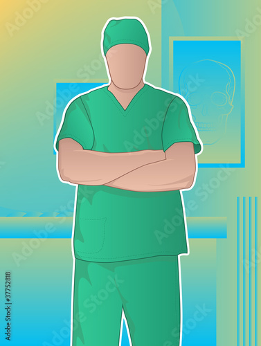 Confident doctor standing with arms crossed