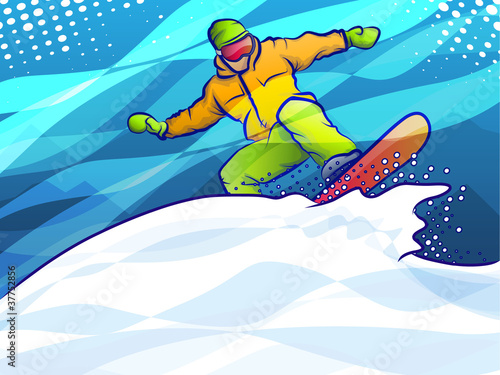 Snowboarder on abstract background