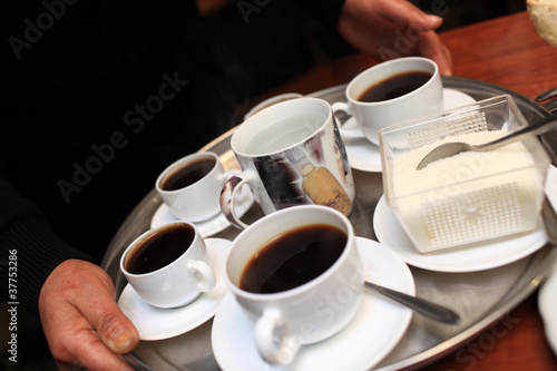 Bild auf Leinwand salver with cofe