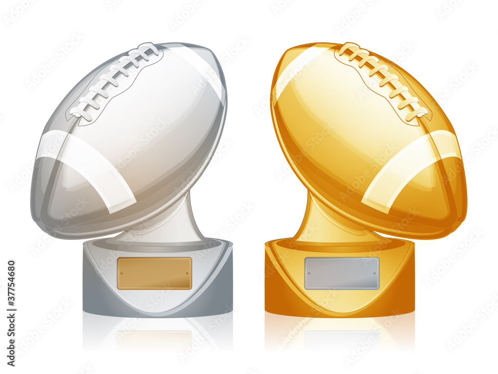 Naklejka premium Detailed metallic football trophies