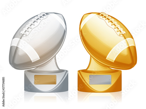Detailed metallic football trophies