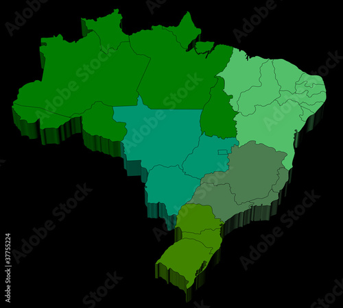Map of Brazil with official regions divisions