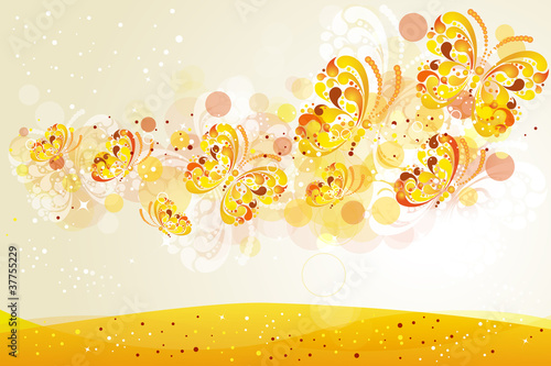 Summer background with butterflies