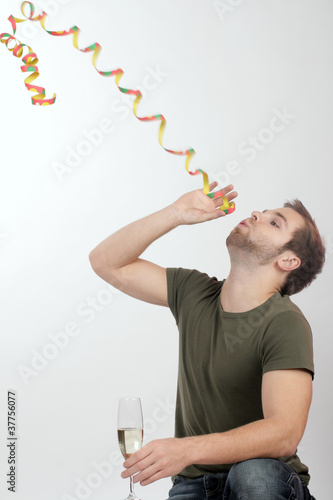 A young man celebrates Party