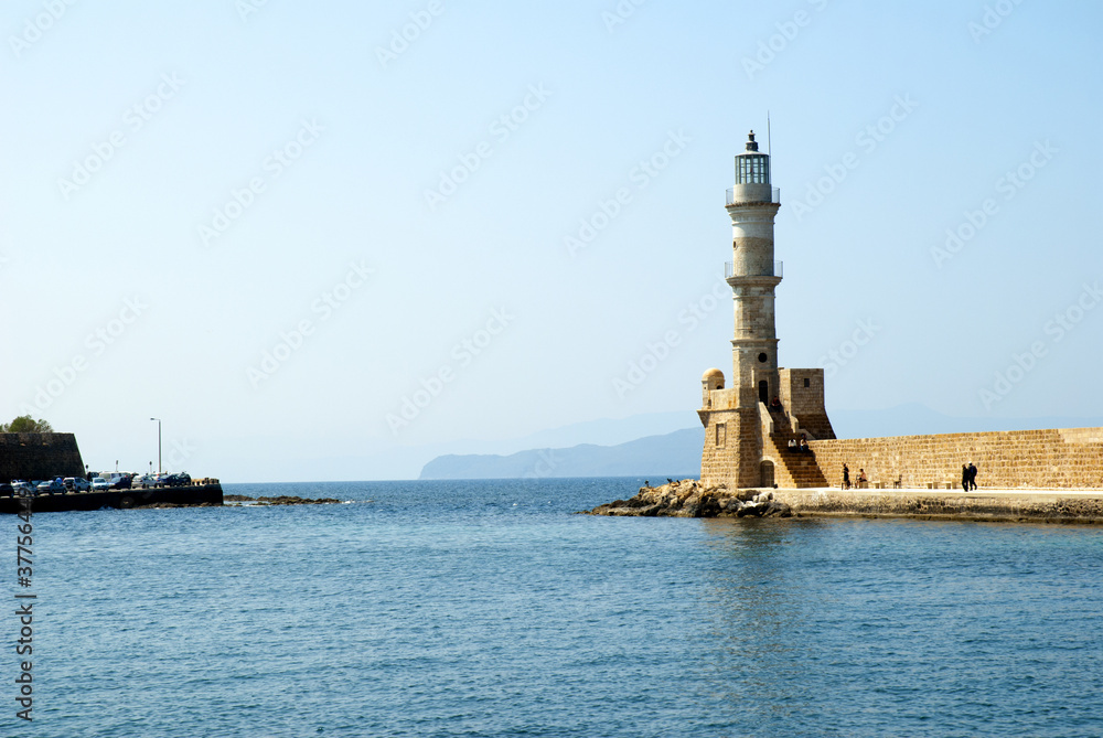 Lighthouse at Chania on the island of Crete Greece