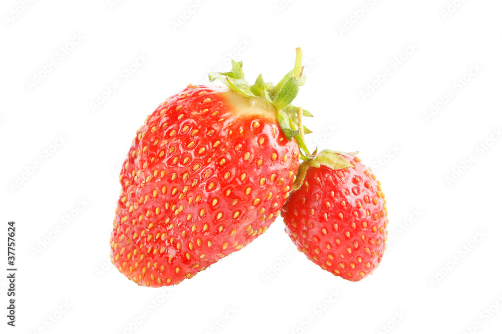 Two strawberries on a white background Two strawberries on a white background