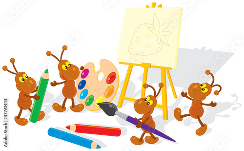 ants drawing a picture