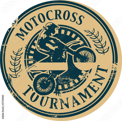 Motocross Tournament stamp, vector illustration