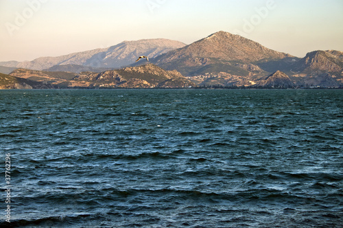 Egirdir lake with mountains in Turkey photo