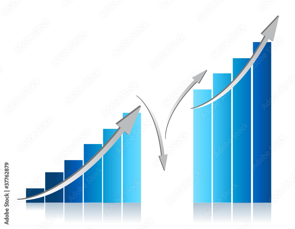 blue business graph illustration design on white blue business graph illustration design on white