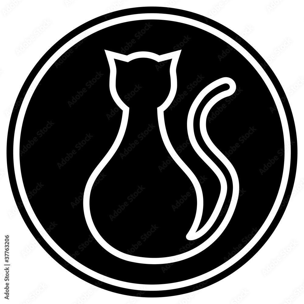 Gato negro icono - obrazy, fototapety, plakaty 