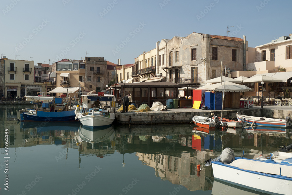The Venetian Harbour at Rethymno Crete Greece