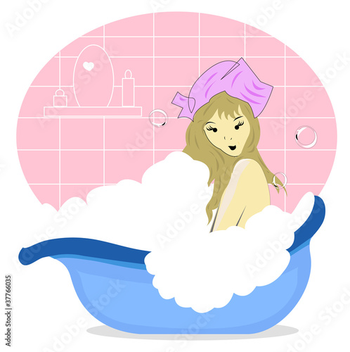 beautiful girl enjoying a bath