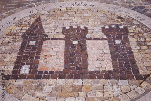 Canvas Print street stone mosaic in Moresco, Marche, Italy