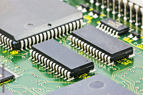 Electronic circuit chip on board photo