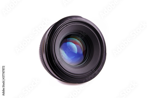 Camera lens BLUE on white background