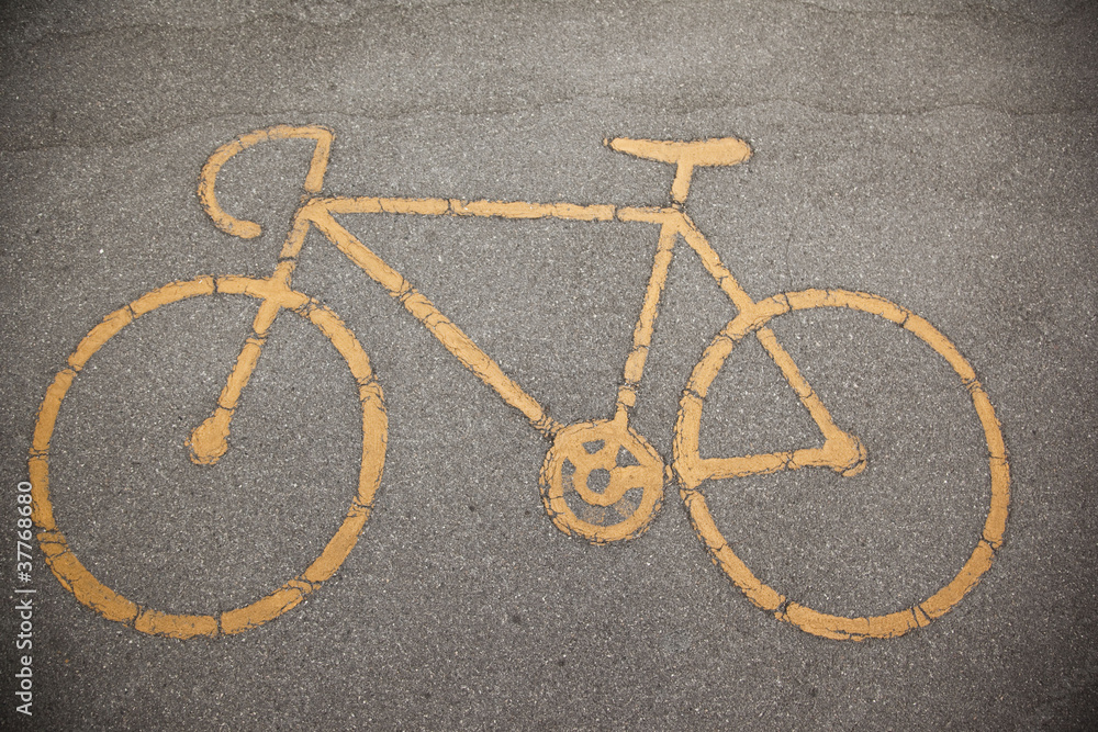 sign a bicycle path on the pavement sign a bicycle path on the pavement