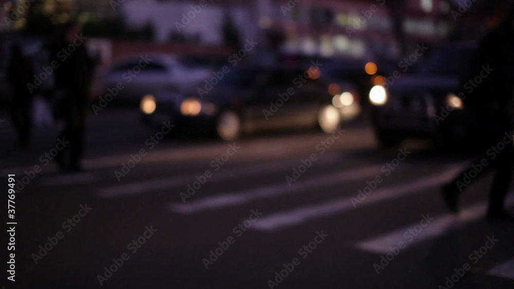 Pedestrian crossing in the evening Pedestrian crossing in the evening