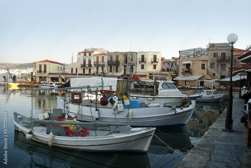 The Venetian Harbour at Rethymno Crete Greece
