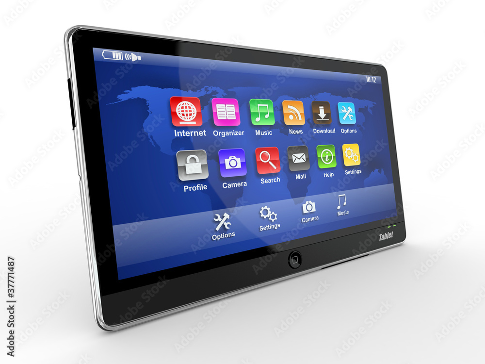 Tablet pc on white background. 3d