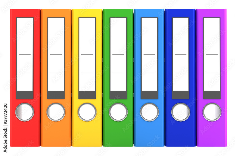 rainbow color file folders isolated on white background rainbow color file folders isolated on white background