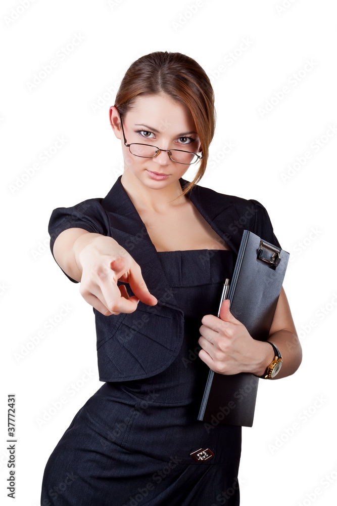 Business woman showing the index finger Business woman showing the index finger