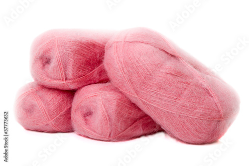 Balls of pink mohair.
