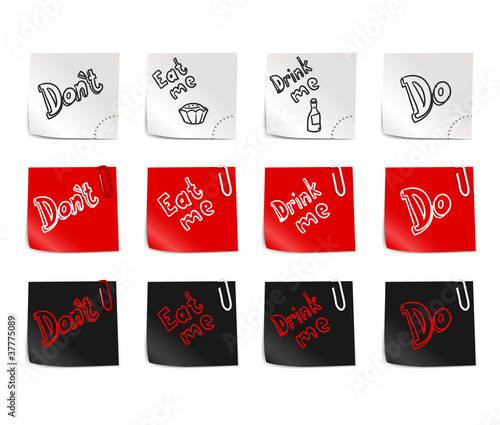 Color paper stickers template with phrases