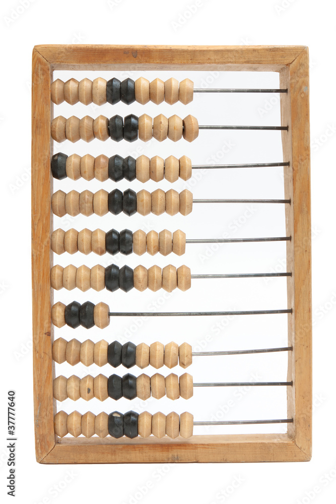 Old wooden abacus with a calculated sum Old wooden abacus with a calculated sum