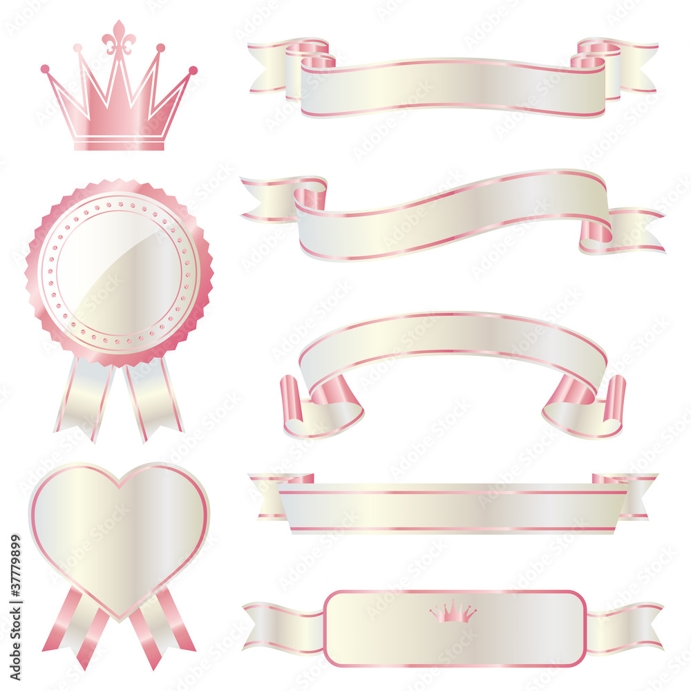 ribbon emblem set pink and white ribbon emblem set pink and white
