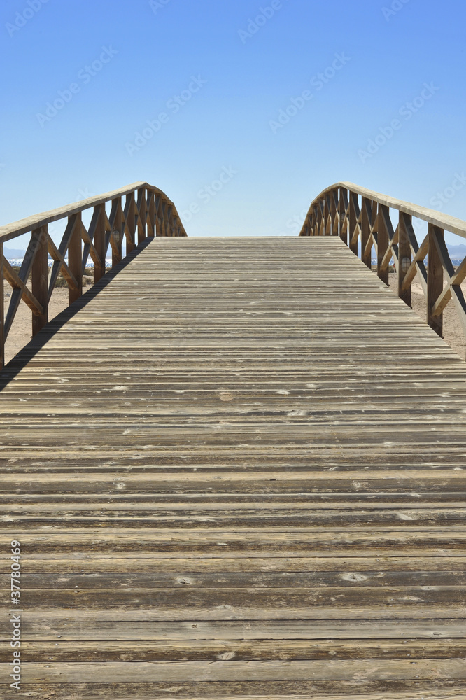 Obraz premium Wooden pedestrian bridge