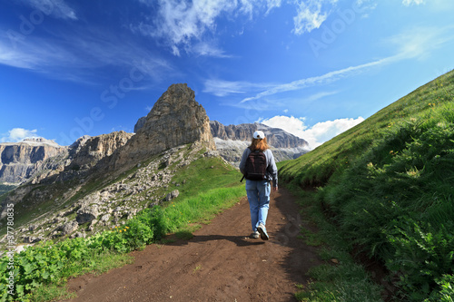 Escursionista - hiker in Fassa Valley, Italy