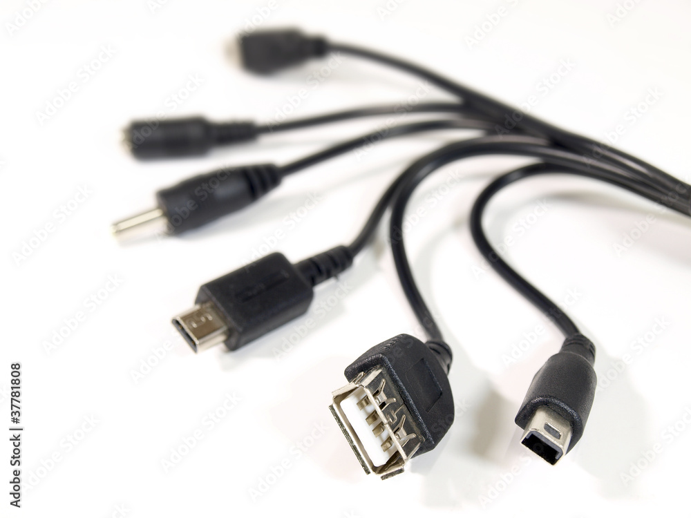 USB cables on white background USB cables on white background
