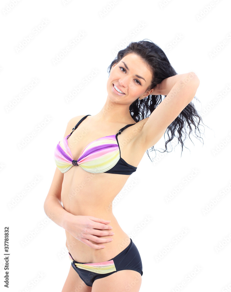 beautiful brunette woman in swimsuit with sexy body beautiful brunette woman in swimsuit with sexy body