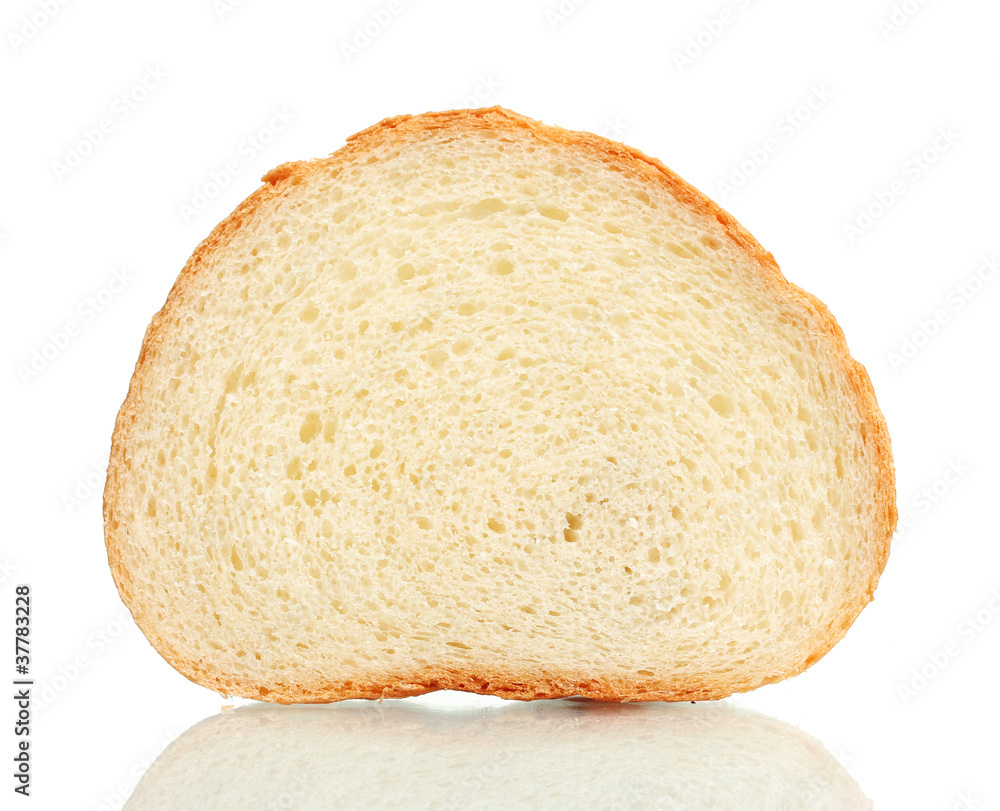 one slice of wheat bread isolated on white