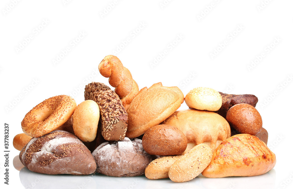 tasty breads and rolls isolated on white tasty breads and rolls isolated on white