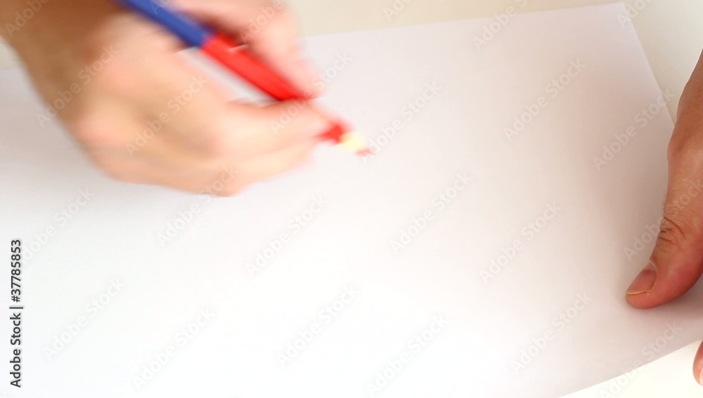 Draw a red circle with a pencil hand. HD H.264