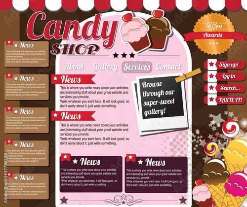 Website template elements, vintage, sweets