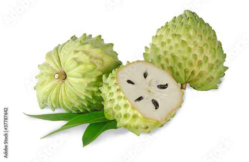 Soursop section isolated on white background photo