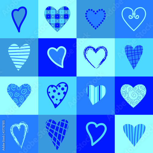 Herzen blau