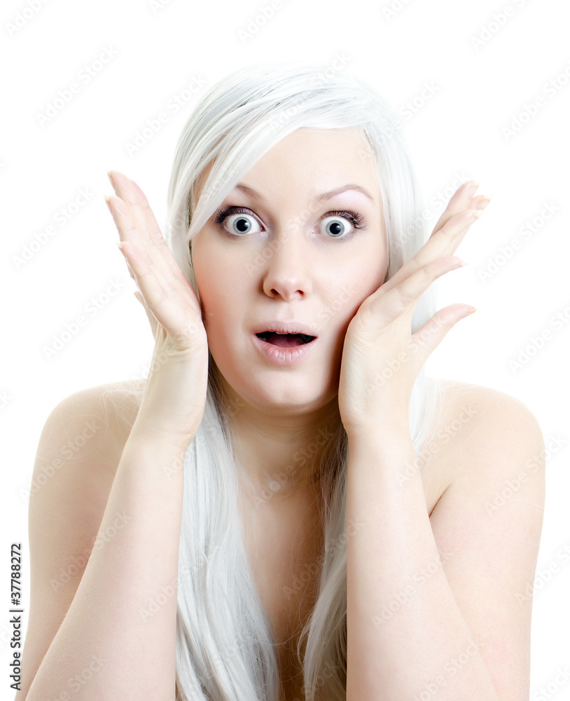 shocked girl isolated on white background shocked girl isolated on white background