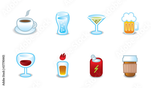 Restaurant menu drinks icon variations