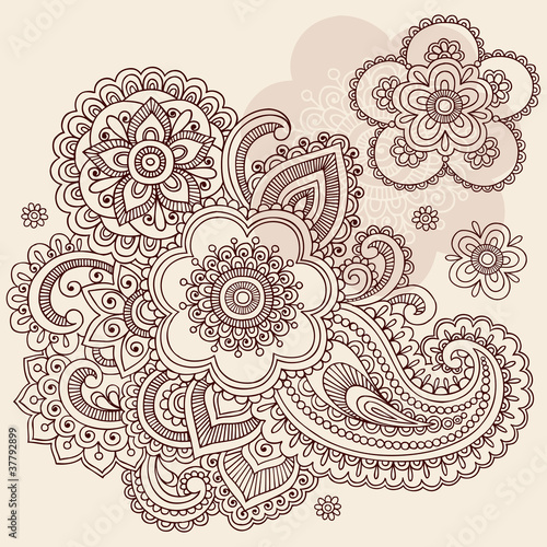 Henna Mehndi Paisley Doodle Vector Design