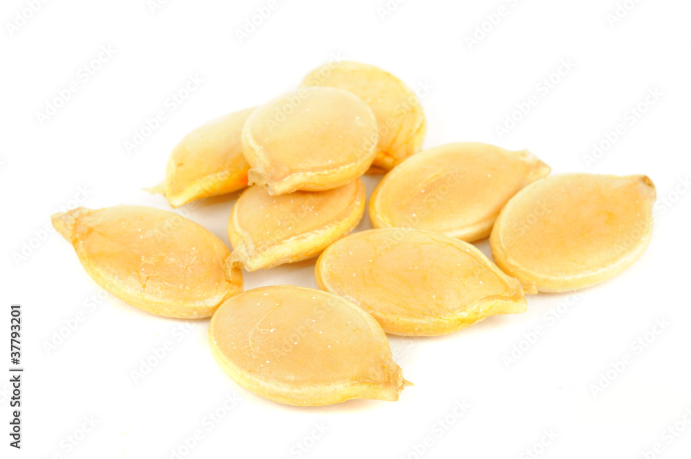 Pumpkin Seeds Close-Up Isolated on White Background Pumpkin Seeds Close-Up Isolated on White Background