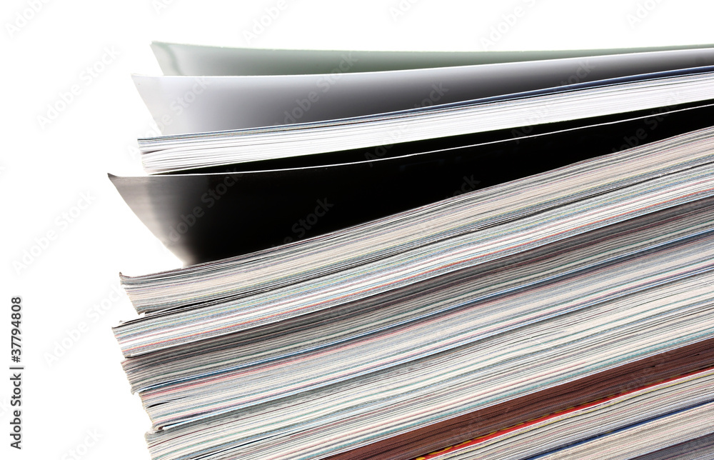 stack of magazines isolated on white stack of magazines isolated on white