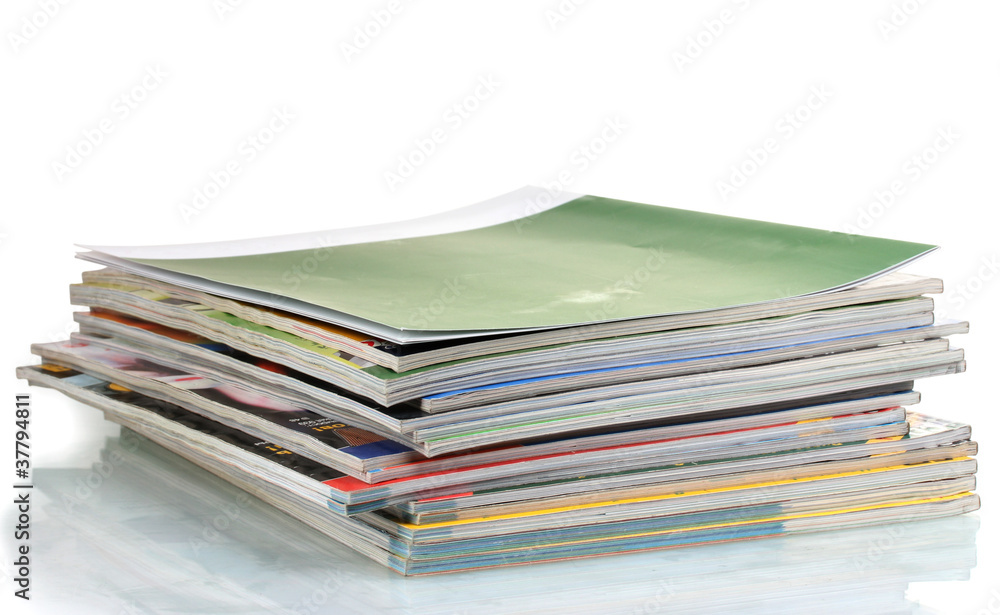 stack of magazines isolated on white stack of magazines isolated on white