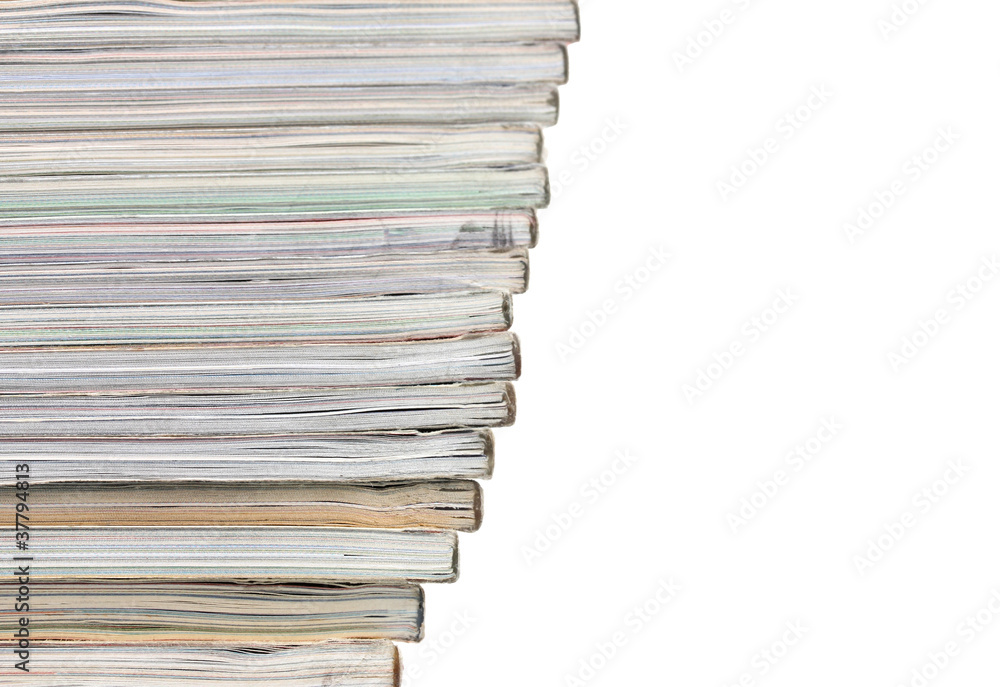 stack of magazines isolated on white stack of magazines isolated on white