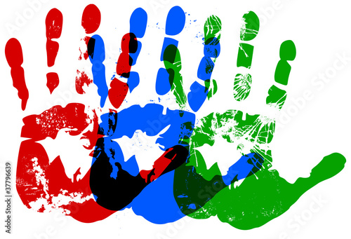 Silhouettes of hands, grungy
